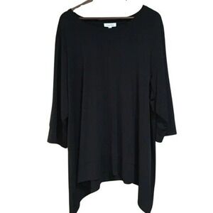 Calvin Klein Womens Black Tunic 3/4 Sleeve Scoop Neck Top Plus Size 1X